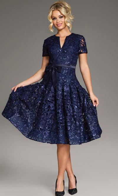 Jovani 39427 - Short Sleeve Floral Lace A-line Dress Homecoming Dresses