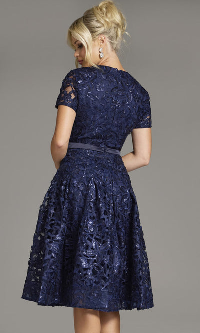 Jovani 39427 - Short Sleeve Floral Lace A-line Dress Homecoming Dresses