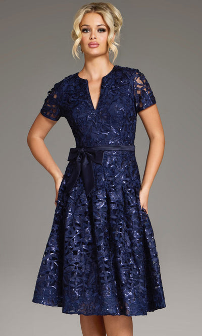 Jovani 39427 - Short Sleeve Floral Lace A-line Dress Homecoming Dresses