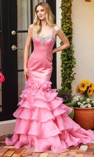 Ava Presley 39566 - Beaded Strap Sweetheart Ruffle Gown Prom Dresses