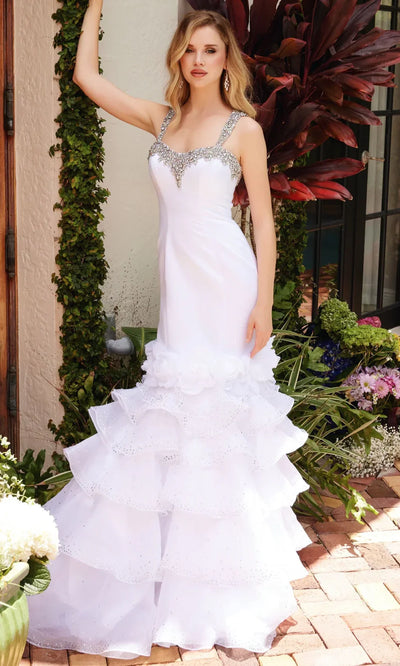 Ava Presley 39566 - Beaded Strap Sweetheart Ruffle Gown Prom Dresses