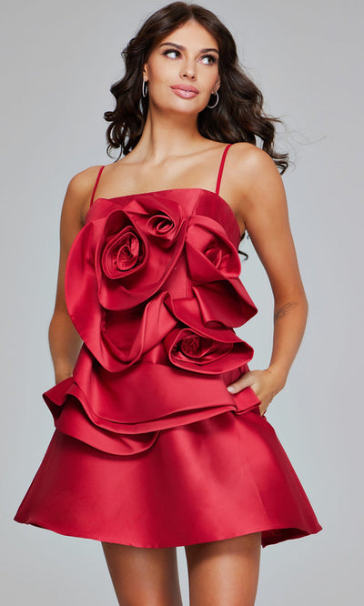Jovani 39750 - Square Neckline Rosette Party Dress Cocktail Dresses
