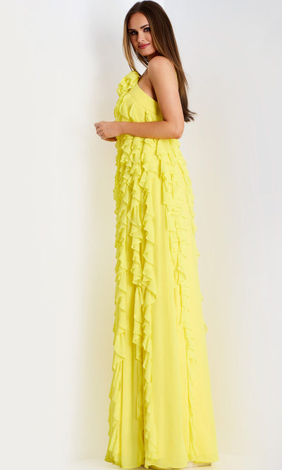 Jovani 39823 - Cascading Ruffle A-line Evening Gown Formal Gowns