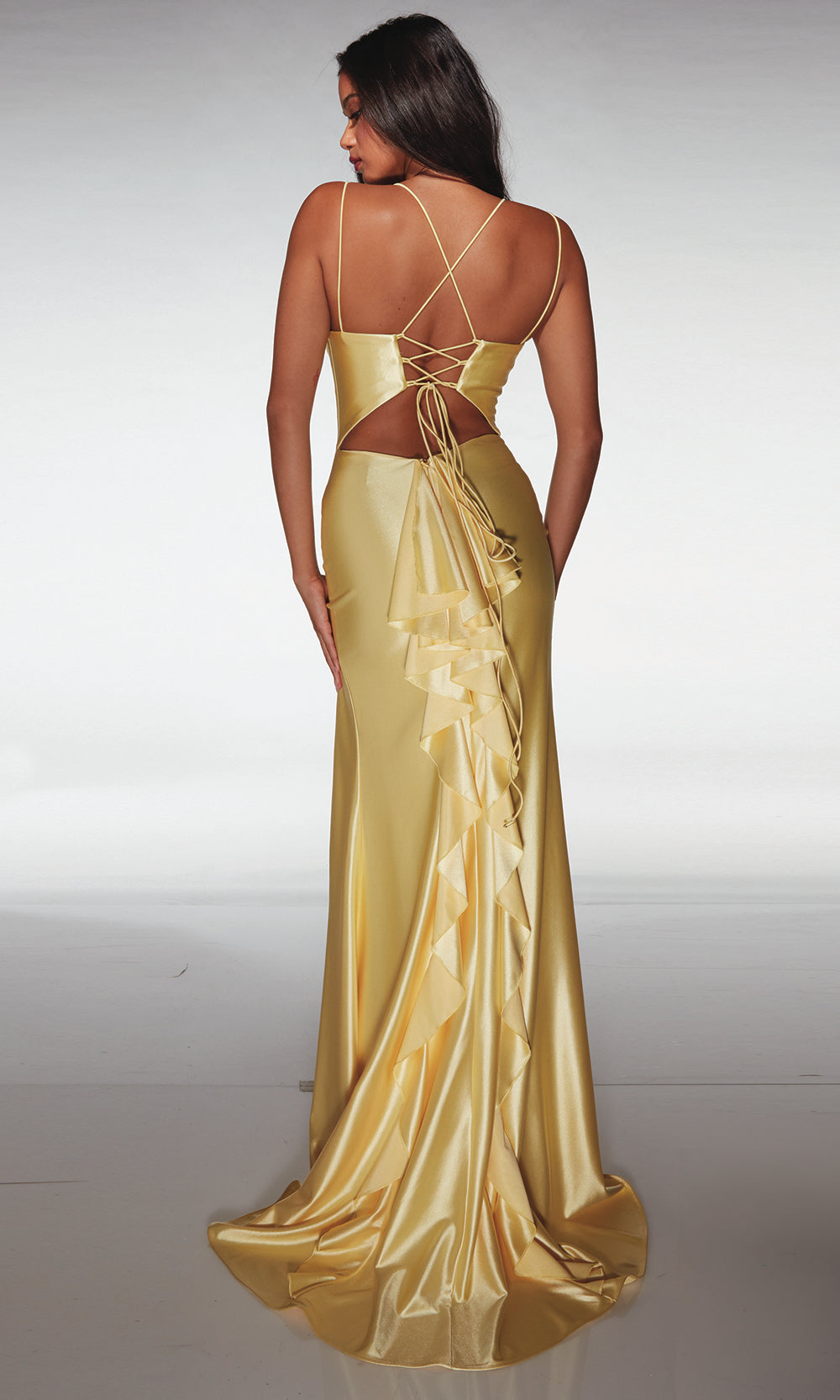 Aerie Couture 399 - Lace Up Back Gown with High Slit Prom Dresses