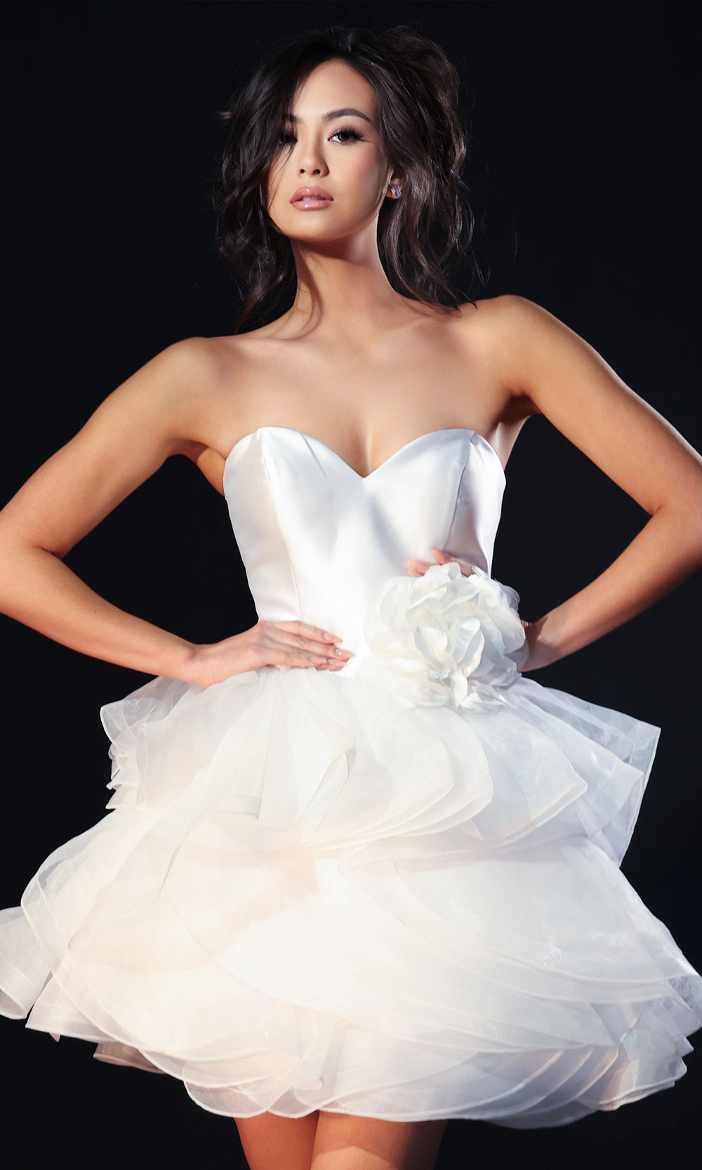 Jovani 40041 - Sweetheart Neckline Ruffle Satin Cocktail Dress