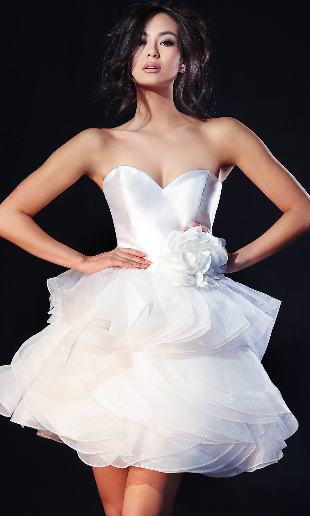 Jovani 40041 - Sweetheart Neckline Ruffle Satin Cocktail Dress