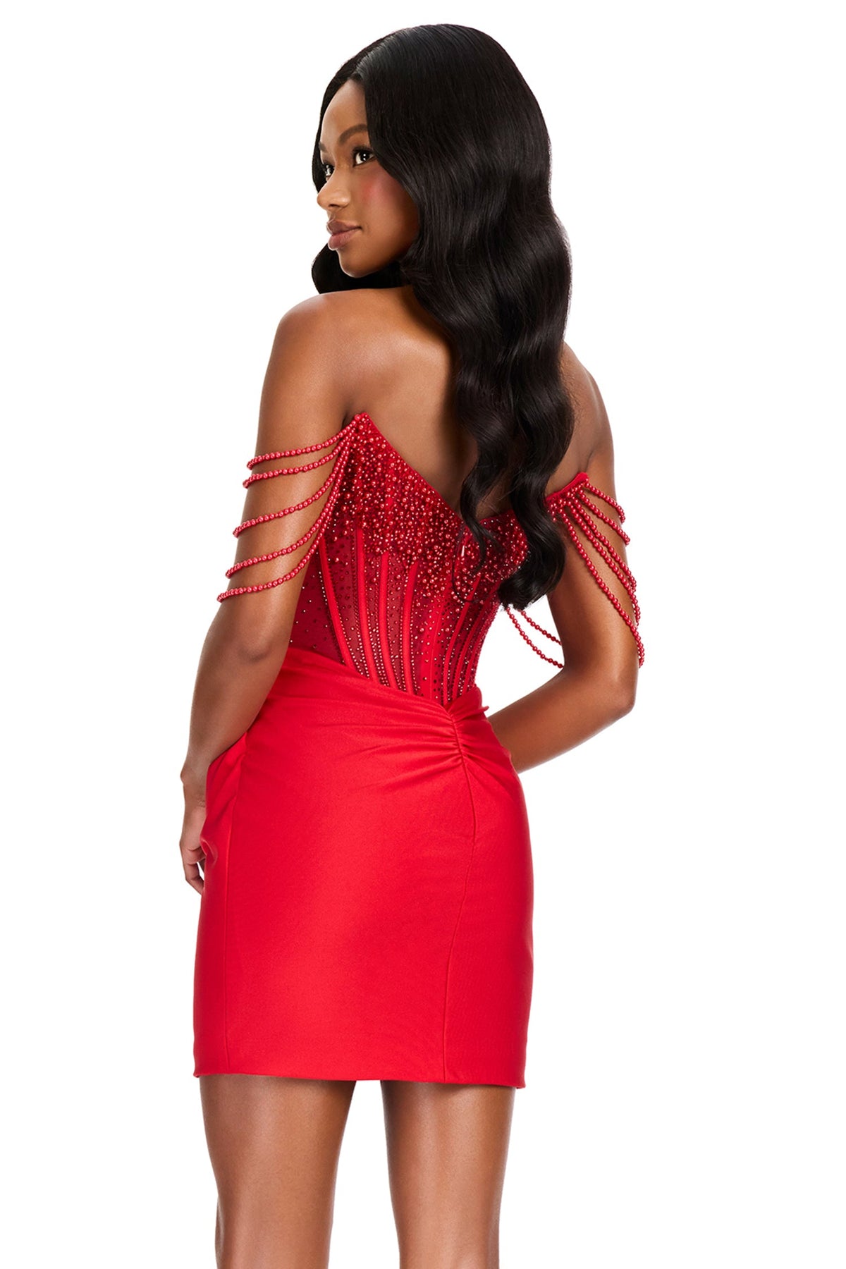 Ashley Lauren 40046 - Draped Pearl Straight Neckline Cocktail Dress