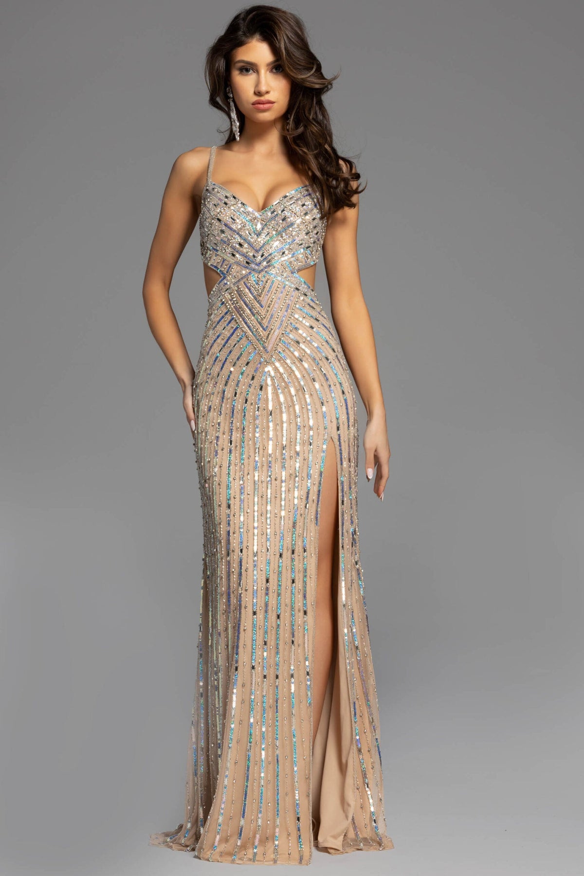 Jovani 40060 - V Neck Sheath Prom Dress