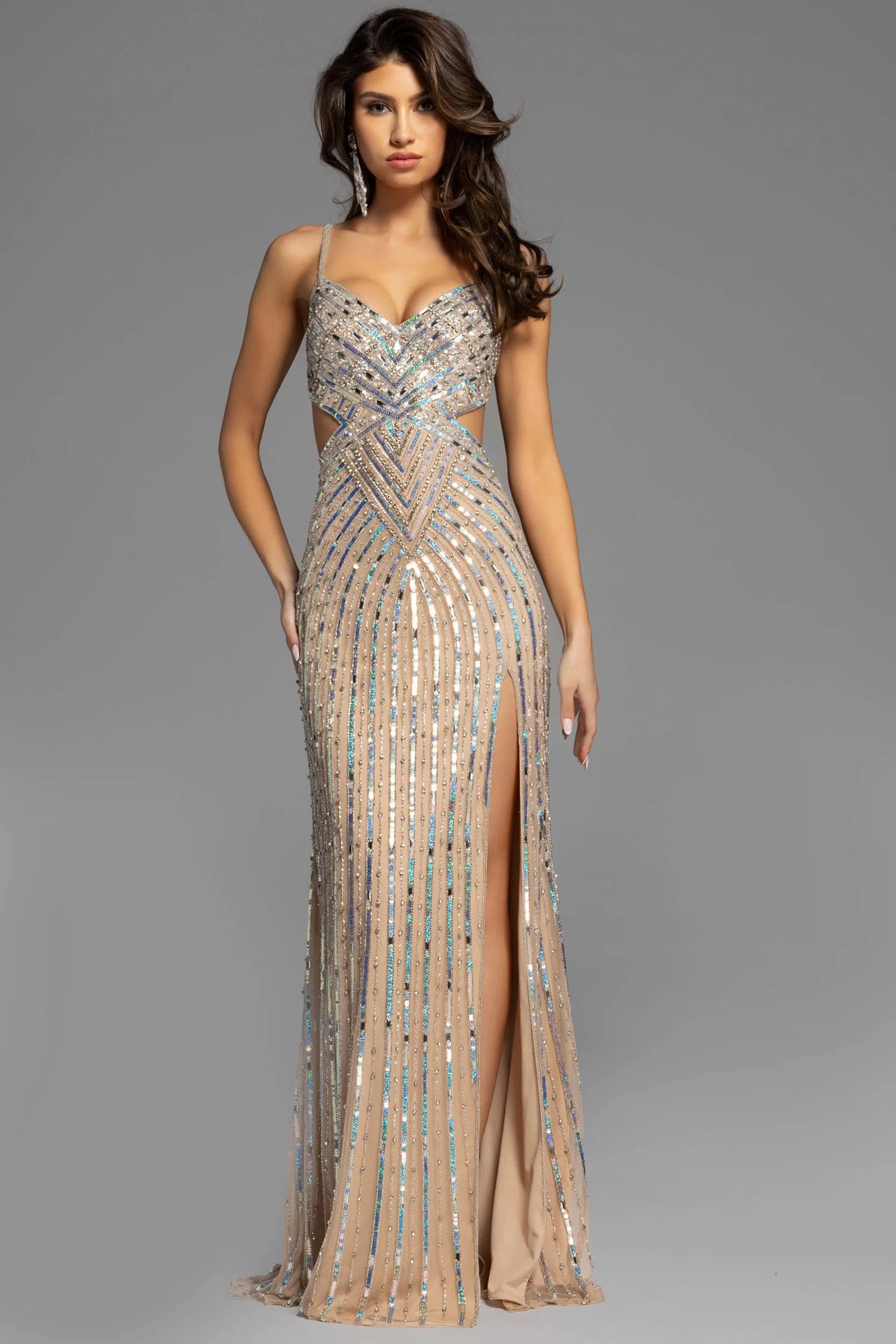 Jovani 40060 - V Neck Sheath Prom Dress