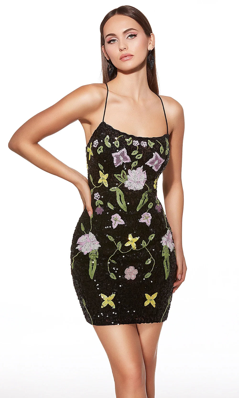 Alyce Paris 40061 - Sparkling Fitted Floral Beaded Party Dress Cocktail Dresses