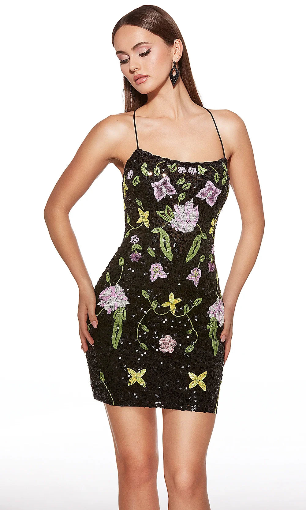 Alyce Paris 40061 - Sparkling Fitted Floral Beaded Party Dress Cocktail Dresses