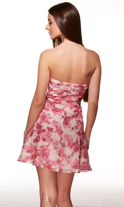 Alyce Paris 40079 - Ruched Floral Organza Short Dress Special Occasion Dress