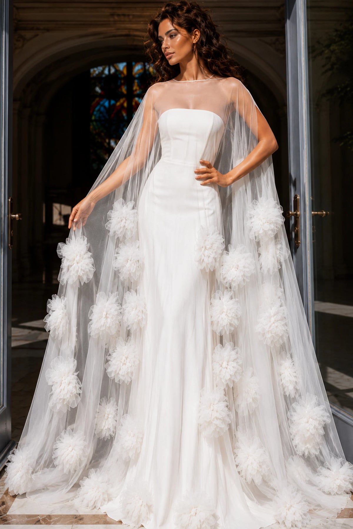 Jovani 40092 - Straight Across Appliqued Evening Gown