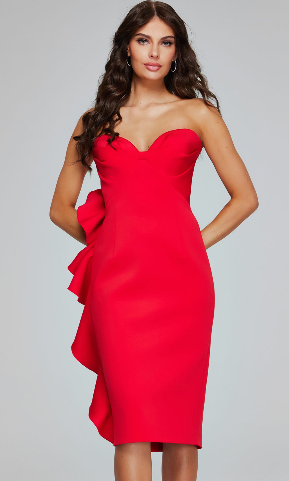 Jovani 40097 - Sweetheart Tea-Length Mikado Dress Cocktail Dresses