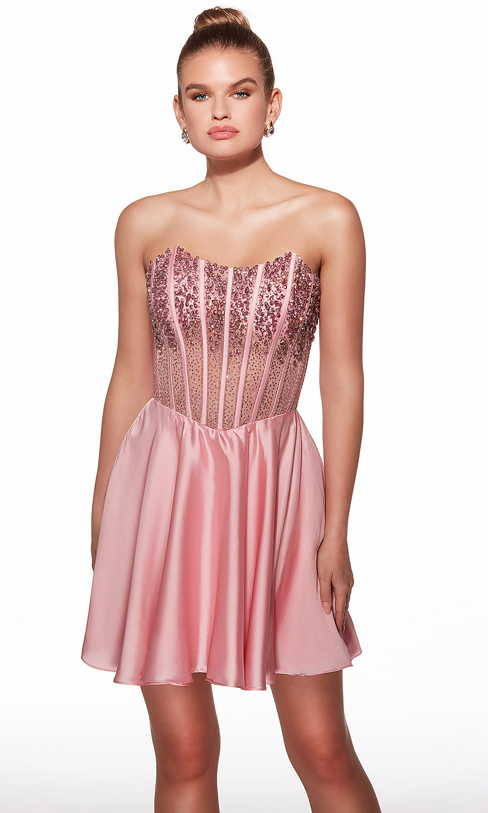 Alyce Paris 40101 - Short Beaded/Satin Chiffon A-line Dress - Illusion Corset Bodice, Beading, Strapless, Flowy Skirt, Hidden Back Zipper 10 / Plum Alyce Paris 40101 - Short Beaded/Satin Chiffon A-line Dress - Illusion Corset Bodice, Beading, Strapless, Flowy Skirt, Hidden Back Zipper 10 / Plum