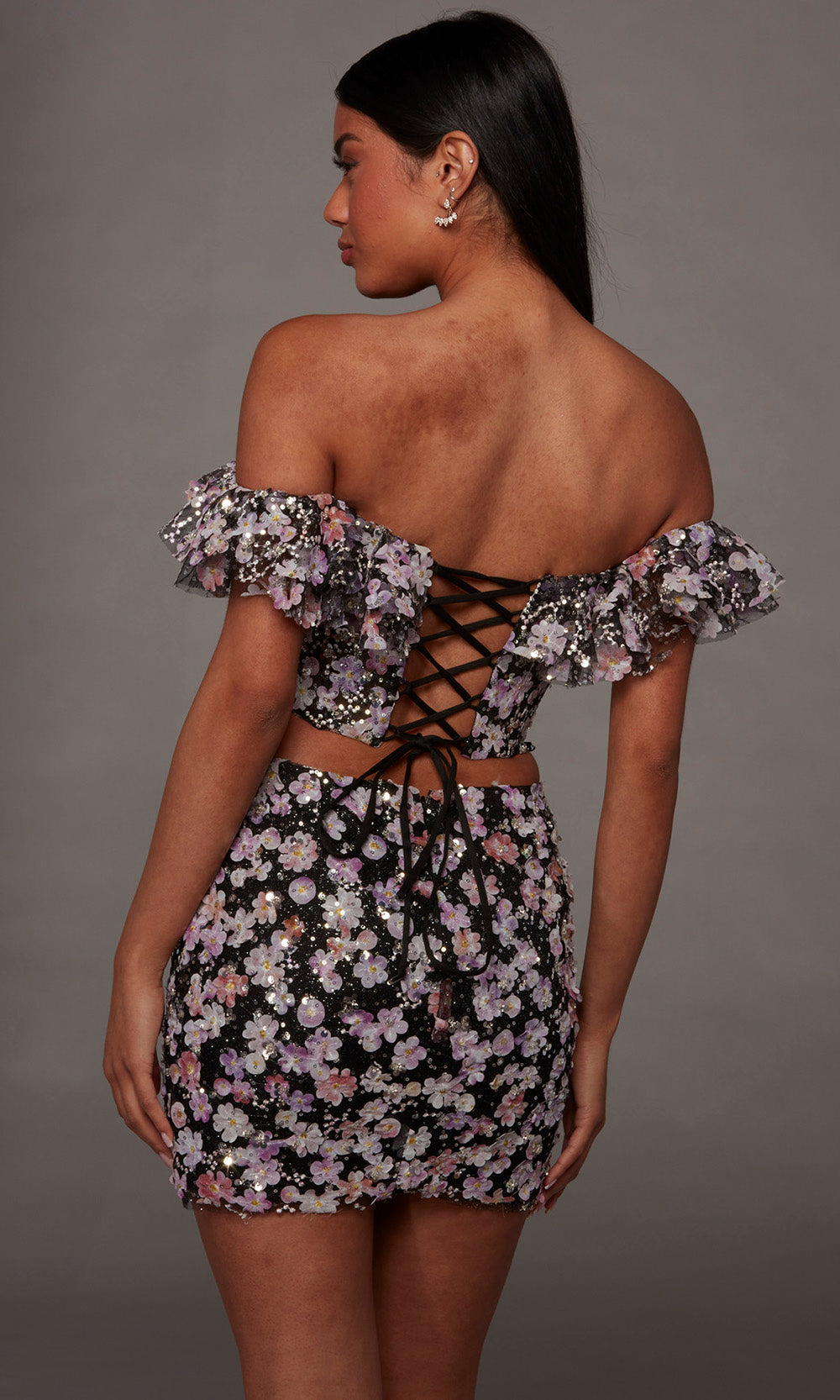 Alyce Paris 40167 - Sheath Skirt Floral Two Piece Dress Special Occasion Dress in Black and Multi