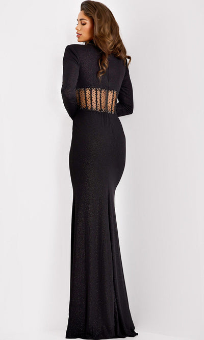 Jovani 40184 - Long Sleeve Glitter Jersey Evening Gown Prom Dresses