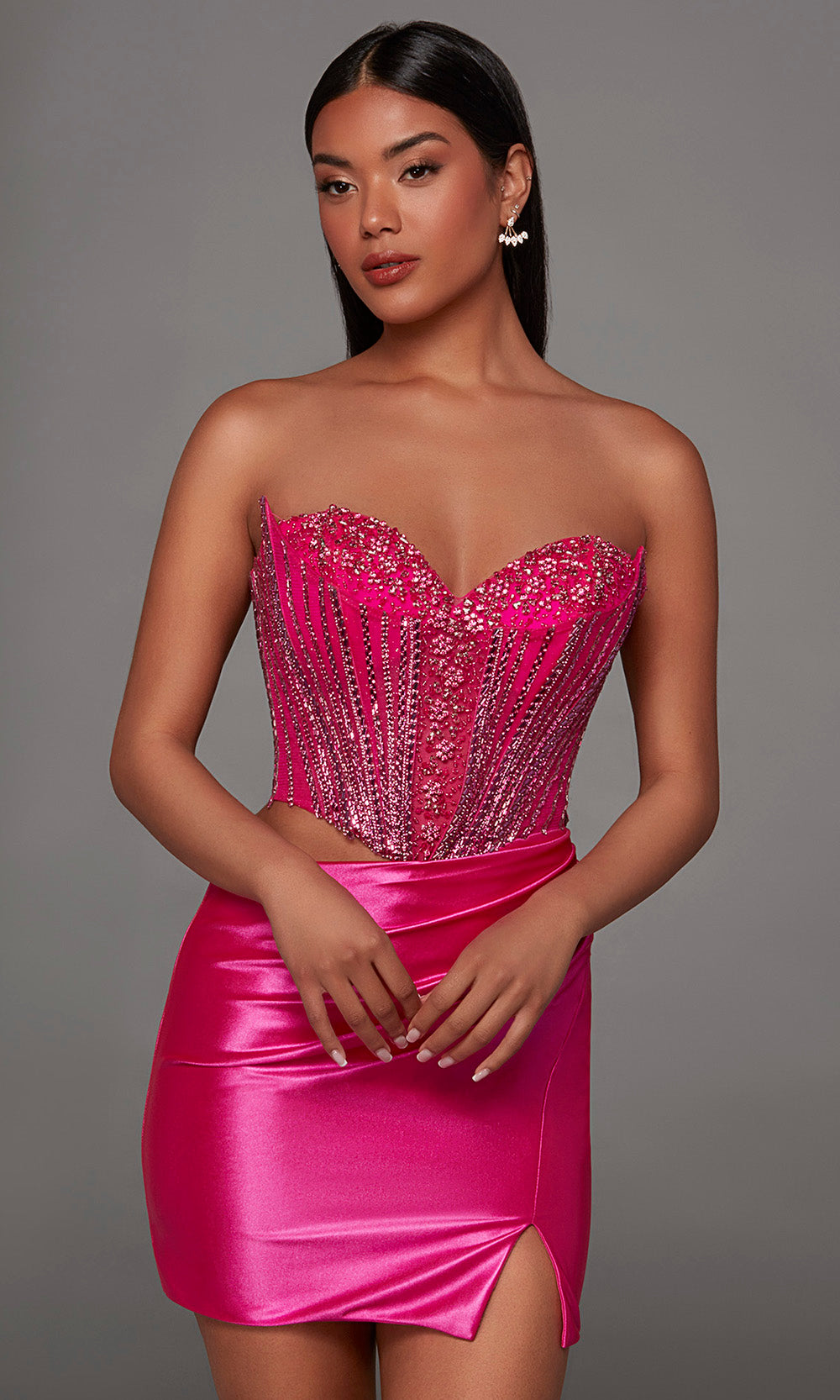 Alyce Paris 40194 - Beaded Top Strapless Satin Dress Party Dresses in Pink  
