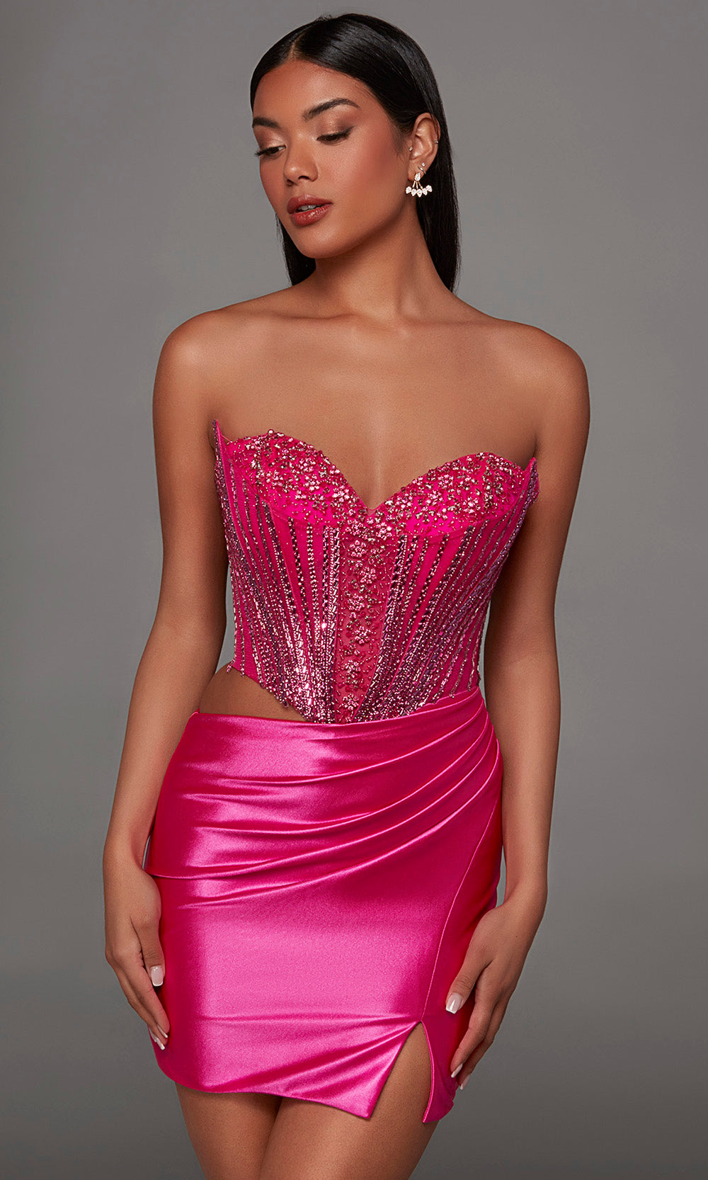 Alyce Paris 40194 - Beaded Top Strapless Satin Dress Party Dresses in Pink  