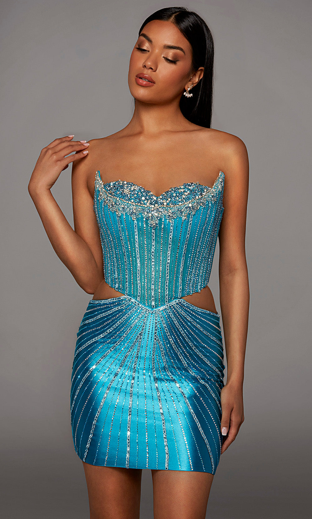 Alyce Paris 40211 - Sweetheart Embellished Sheath Dress with Cutout Homecoming Dresses in Blue  