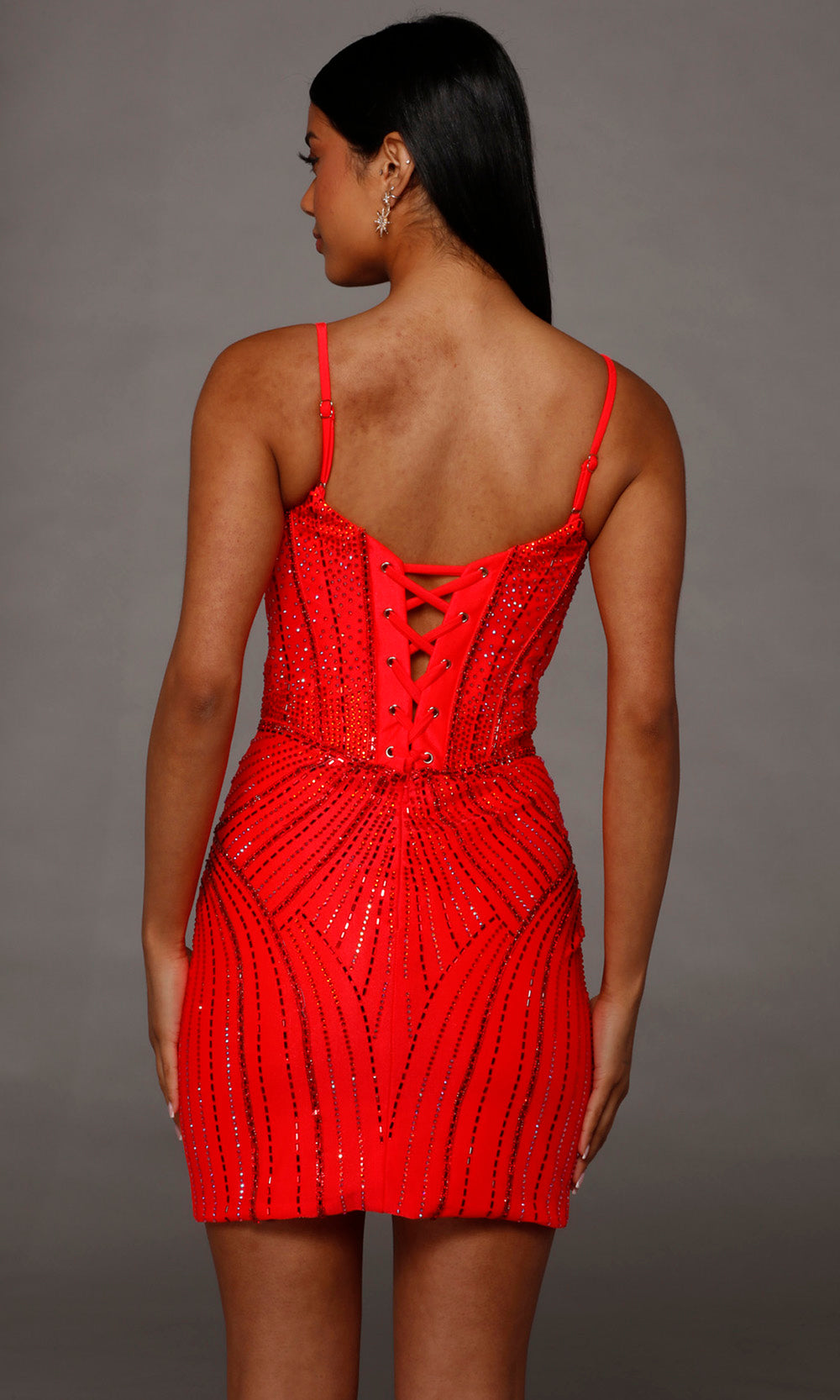Alyce Paris 40220 - Beaded Scoop Neck Shiny Jersey Dress Party Dresses in Red  