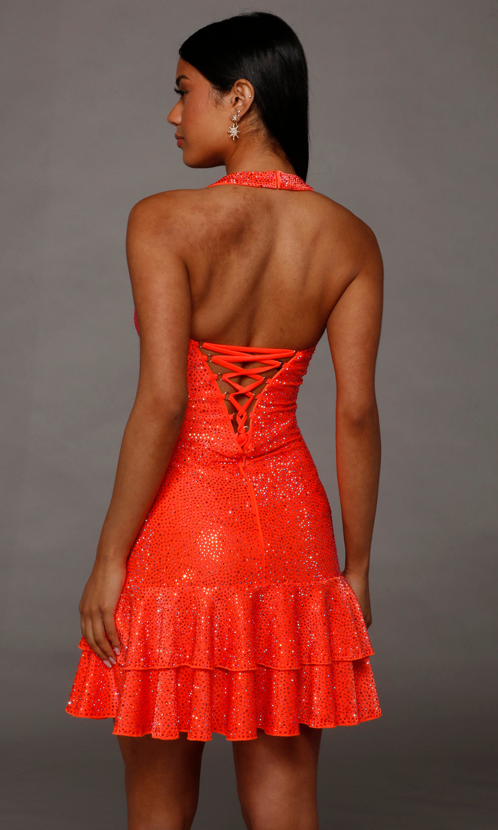 Alyce Paris 40226 - Beaded Short V-Neckline Dress Homecoming Dresses in Orange  