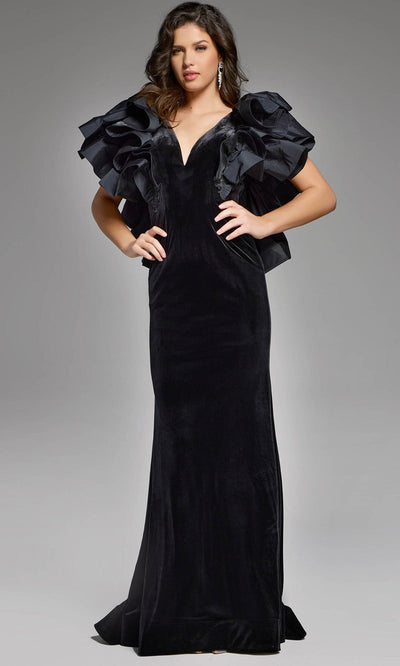 Jovani 40289 - V-Neck Sheath Gown with Dramatic Ruffles Prom Dresses