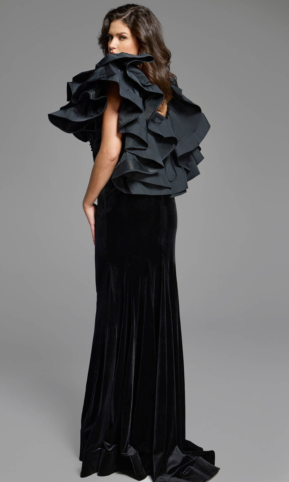 Jovani 40289 - V-Neck Sheath Gown with Dramatic Ruffles Prom Dresses