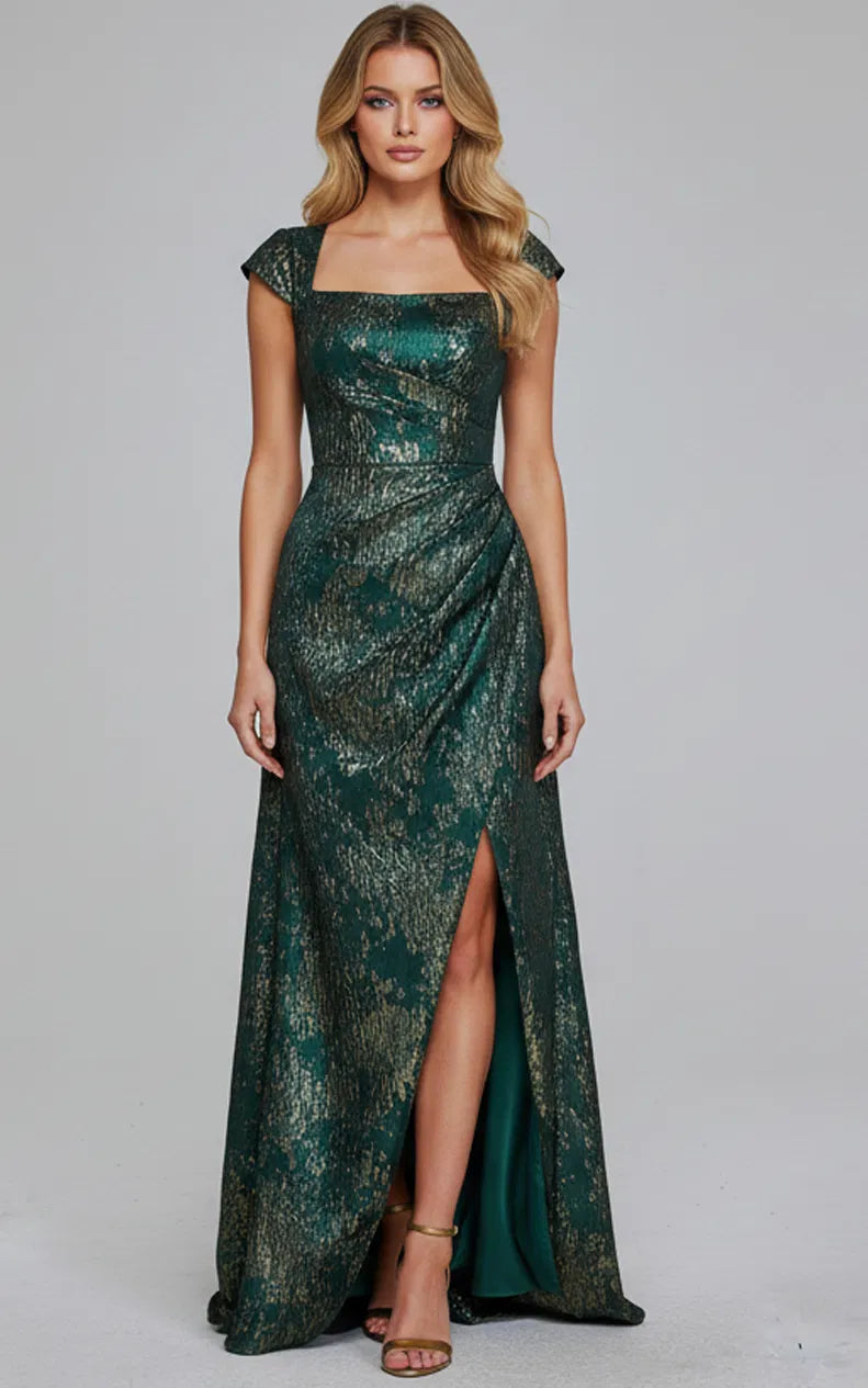Jovani 40295 - Cap Sleeve Overskirt Evening Gown