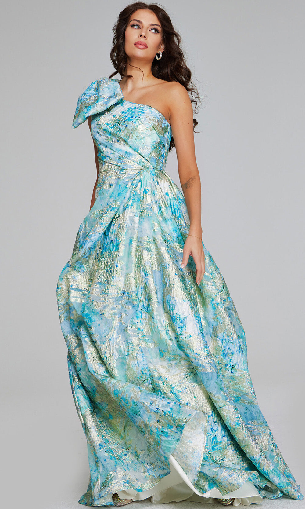 Jovani 40317 - Metallic Asymmetric A-Line Evening Gown Prom Dresses