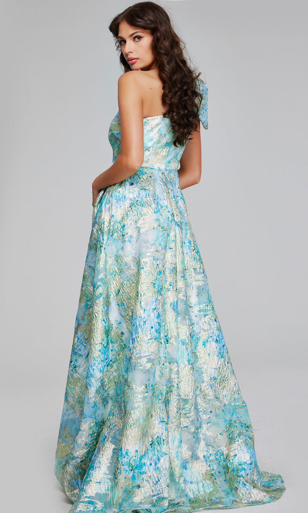 Jovani 40317 - Metallic Asymmetric A-Line Evening Gown Prom Dresses