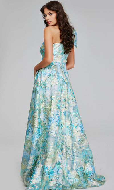Jovani 40317 - Metallic Asymmetric A-Line Evening Gown Prom Dresses