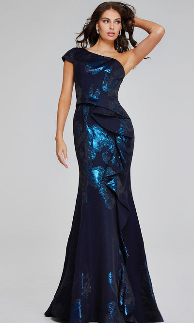 Jovani 40320 - Asymmetric Neck Ruffled Evening Gown Prom Dresses