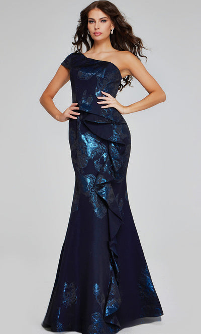 Jovani 40320 - Asymmetric Neck Ruffled Evening Gown Prom Dresses