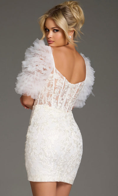 Jovani 40426 - Short Floral Embroidered Corset Dress Cocktail Dresses