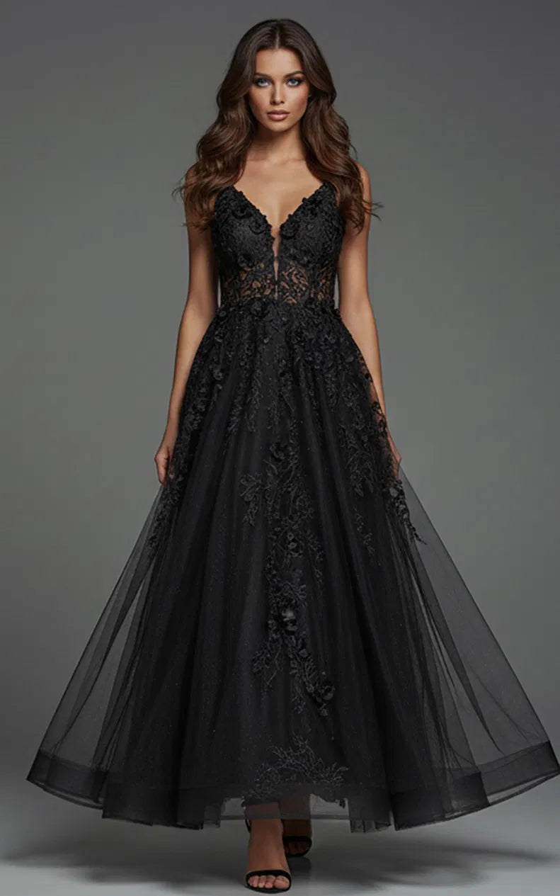 Jovani 40472 - Applique A-Line Prom Dress