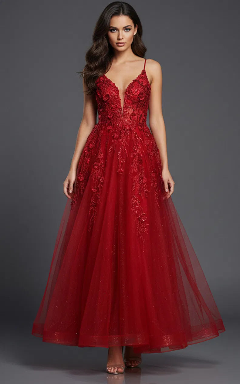 Jovani 40472 - Applique A-Line Prom Dress
