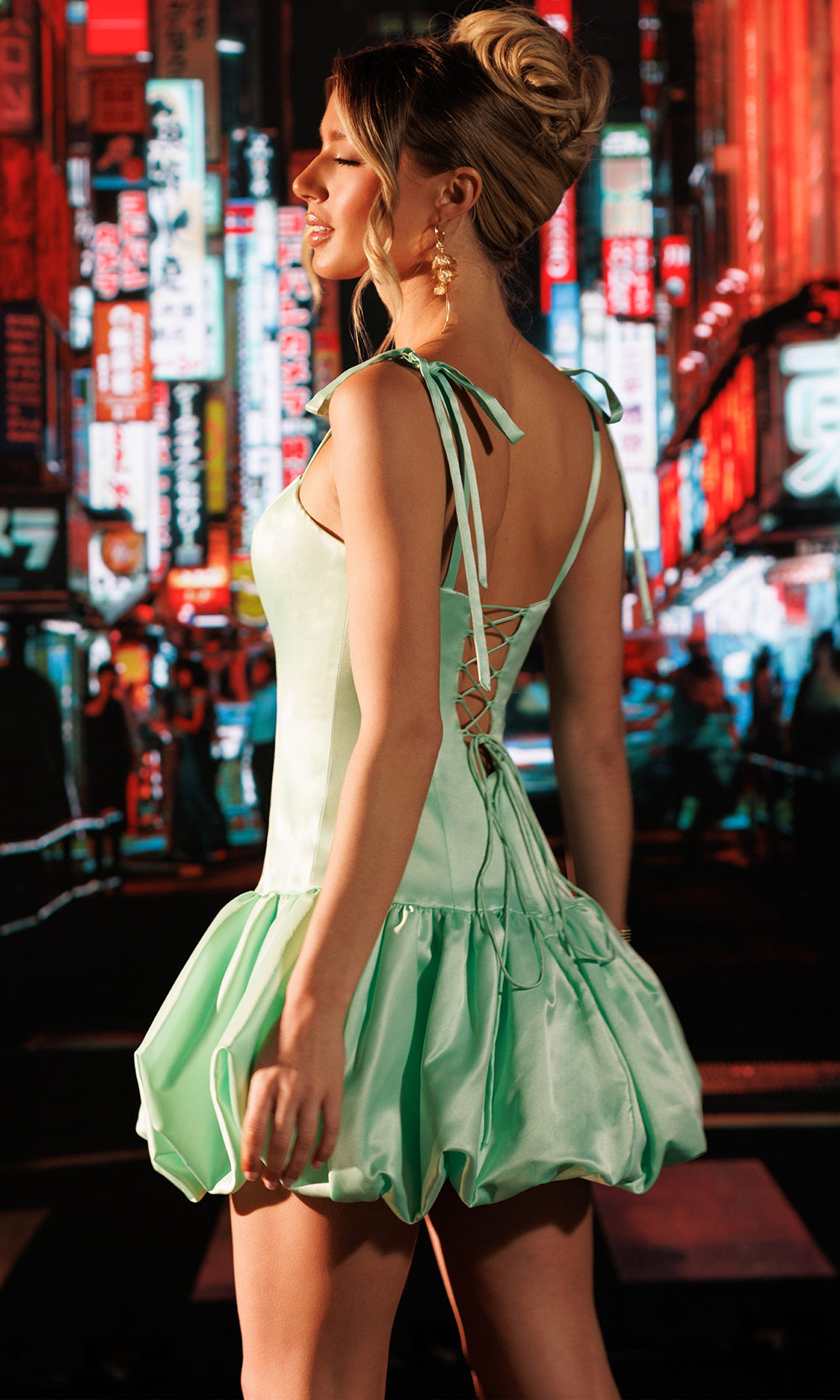 Rachel Allan 40730 - Tie Strap Bubble A-Line Party Dress Cocktail Dresses in Green    