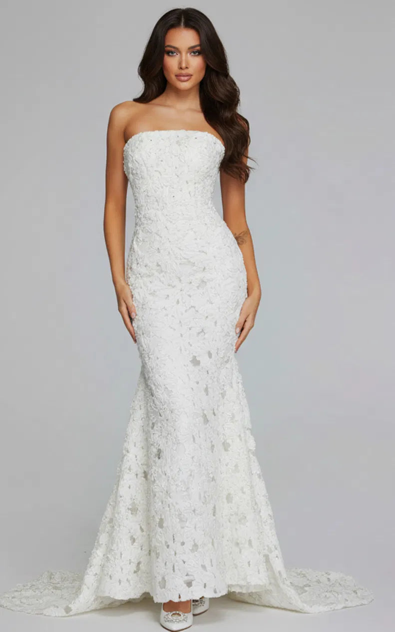 Jovani 40744 - Strapless Lace Evening Gown