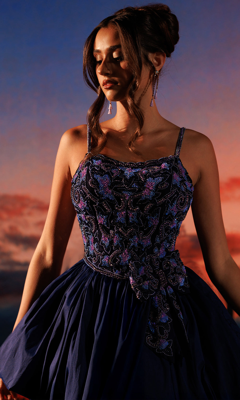 Rachel Allan 40748 - Bow Accent Sleeveless Bubble Dress Cocktail Dresses in Blue Pink   