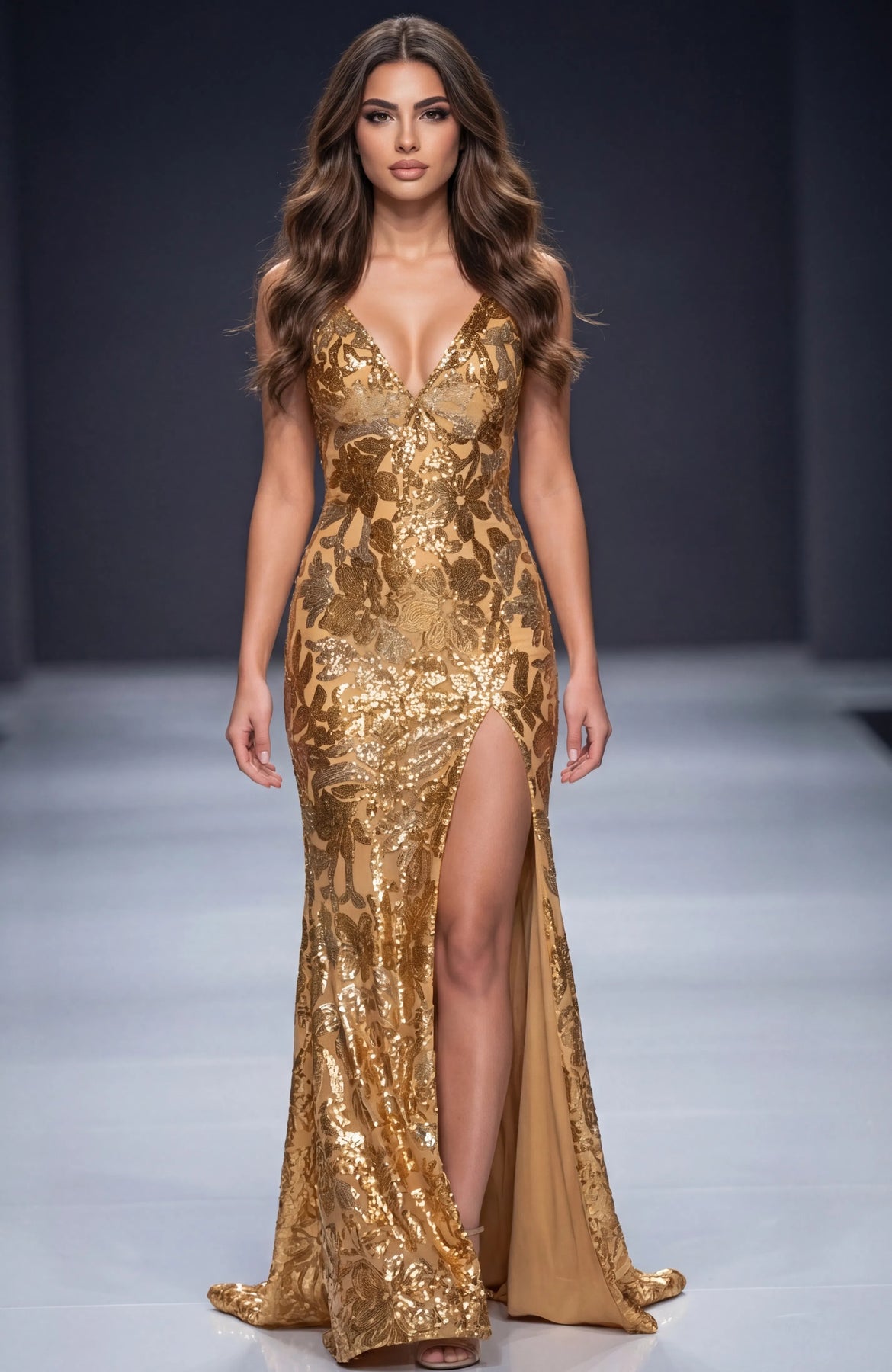 Jovani 40755 - Floral Sequin Prom Dress