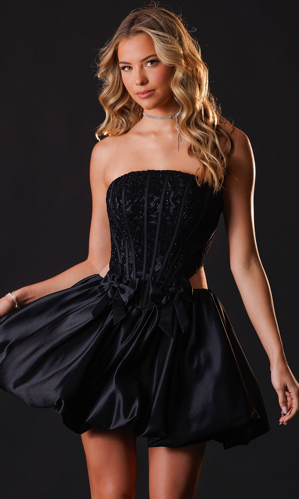 Rachel Allan 40766 - Beaded Lace Corset Strapless Mini Dress Cocktail Dresses
