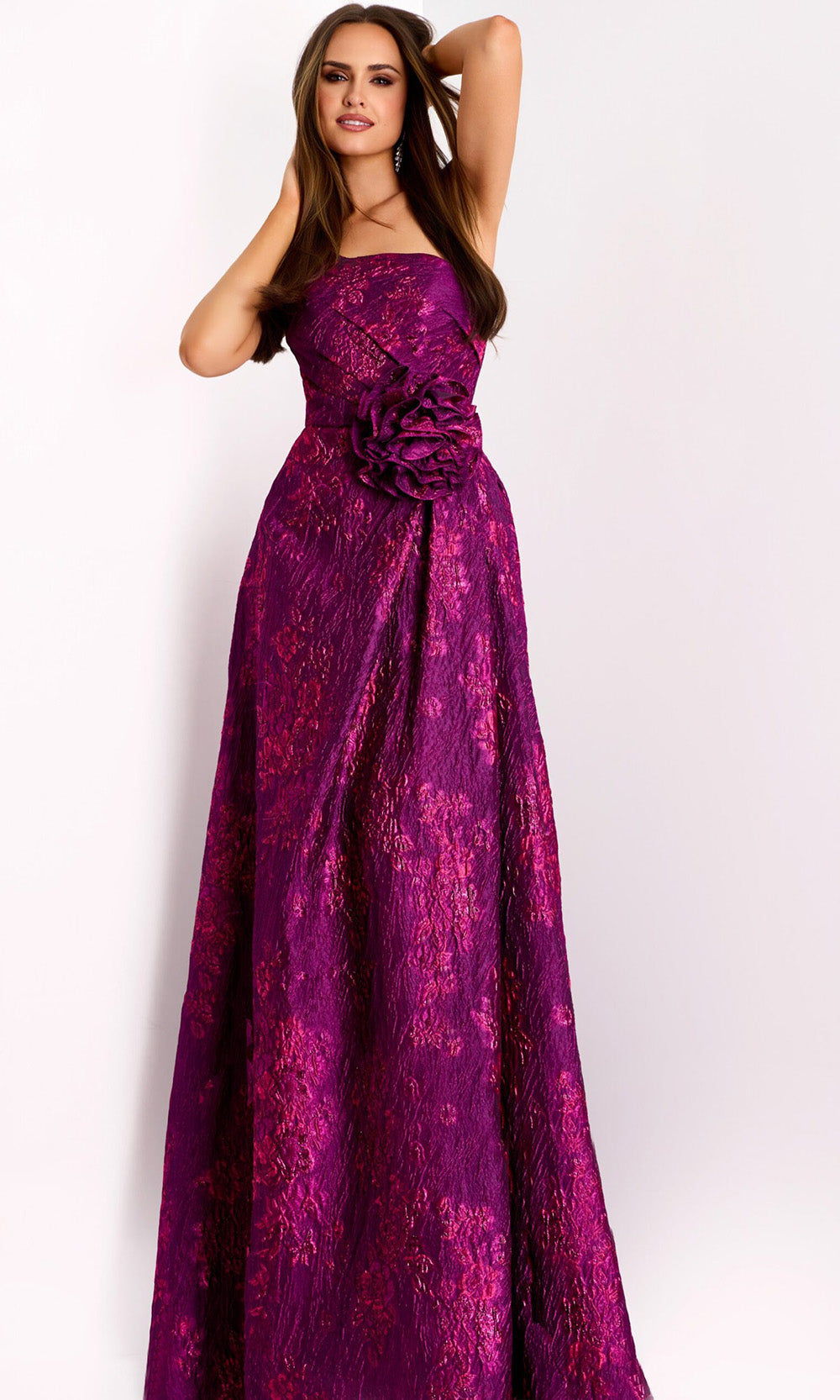 Jovani 40780 - Floral Jacquard A-Line Evening Gown Prom Dresses