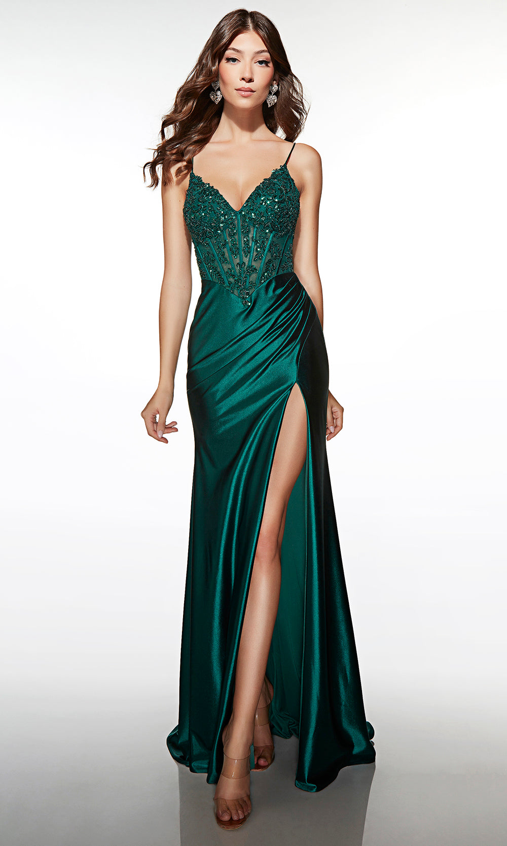 Aerie Couture 407 - Plunge Neck Dress with Lace Up Back Prom Dresses