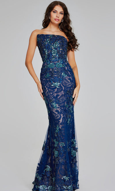 Jovani 40847 - Asymmetric Lace Embellished Gown Prom Dresses