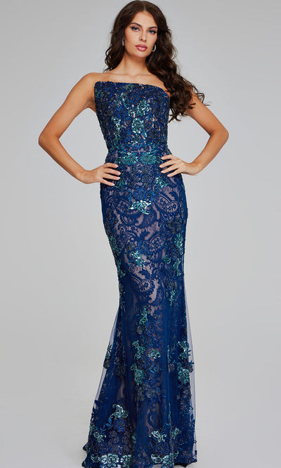 Jovani 40847 - Asymmetric Lace Embellished Gown Prom Dresses