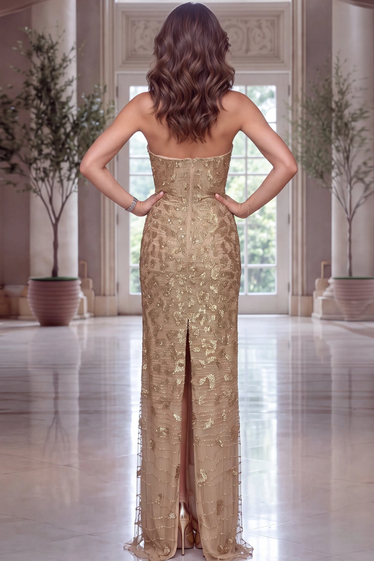 Jovani 40887 - Strapless Sequin Detailing Prom Gown