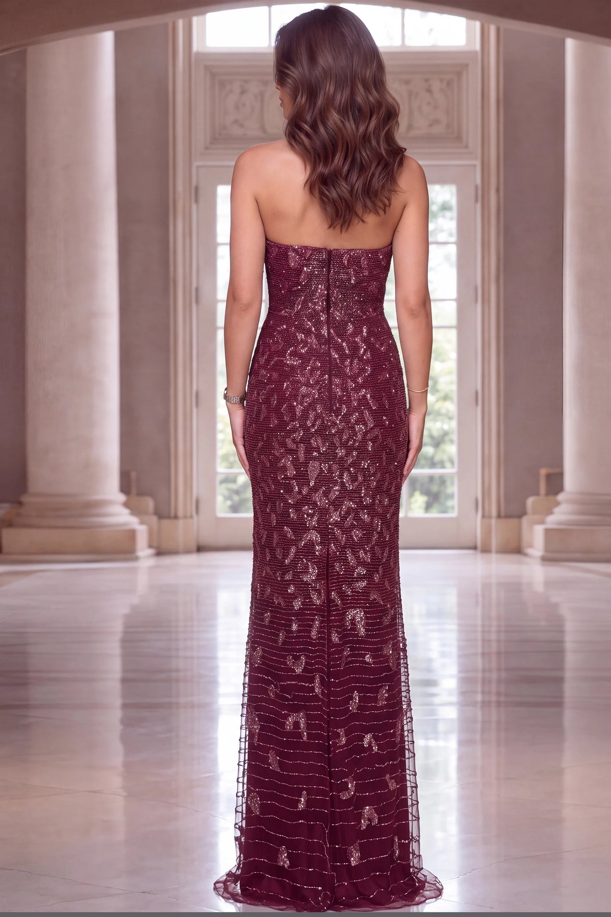 Jovani 40887 - Strapless Sequin Detailing Prom Gown