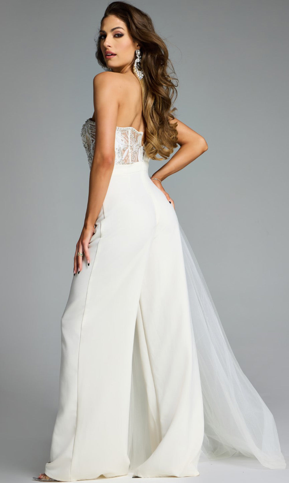 Jovani 40933 - Embellished Corset Wide-Leg Jumpsuit