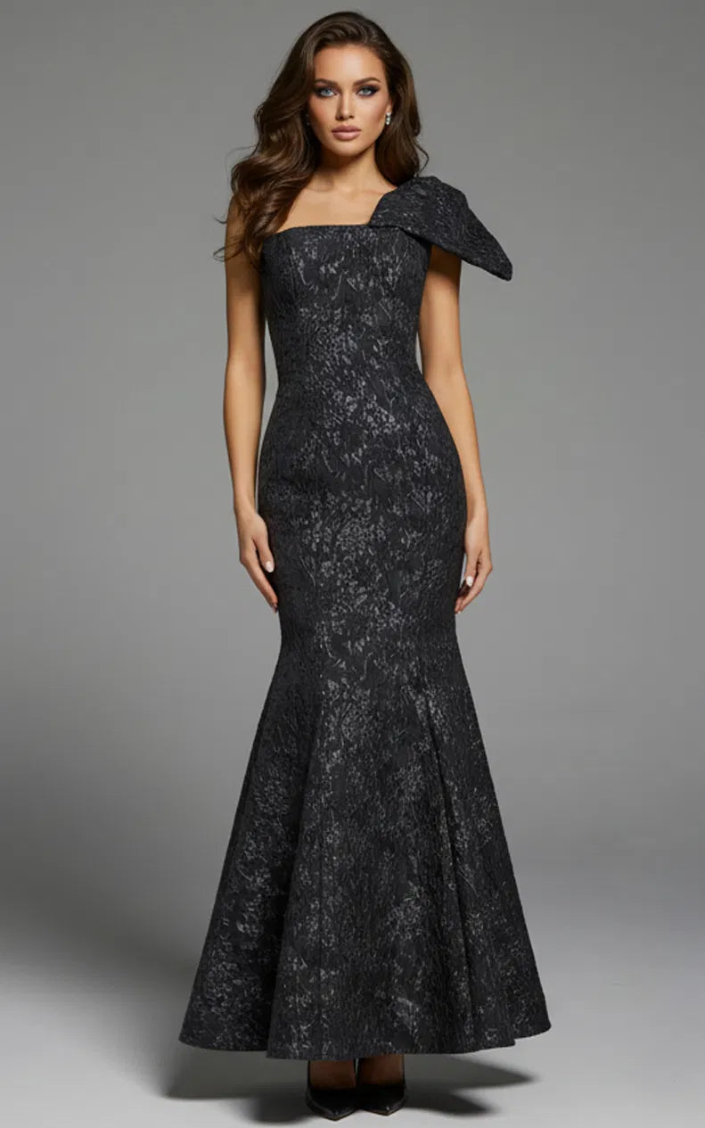Jovani 41130 - Textured Asymmetric Evening Gown